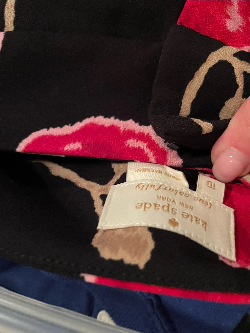 kate spade Black Pants with Pink and Beige Floral Print